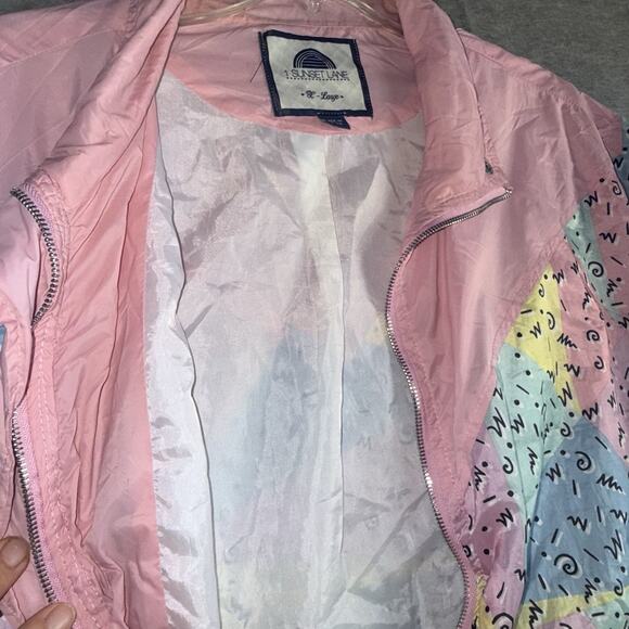 Vintage 1. Sunset Lane Windbreaker Jacket - Size Large - Picture 7 of 12